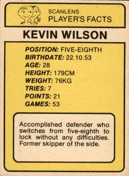 1981 Scanlens #132 Kevin Wilson Back